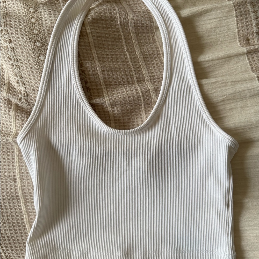 H&M White Ribbed Halter Tank